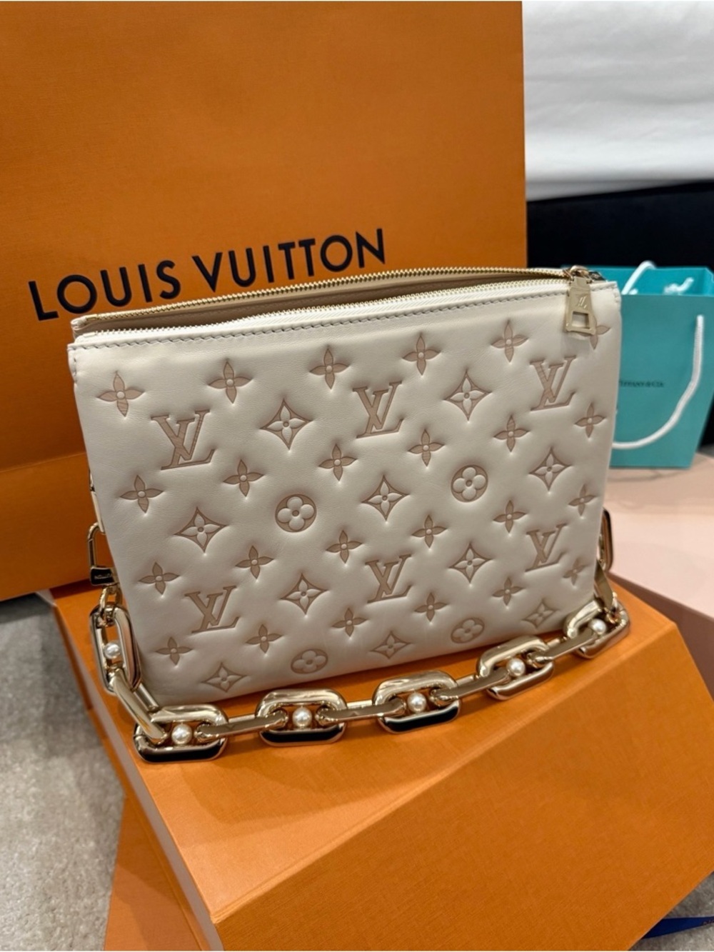 Louis Vuitton Cream Coussin PM
